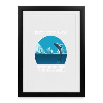 Rettet die Wale Shirt - Gerahmtes Poster (27 × 37 cm) - Schwarz - Vorne