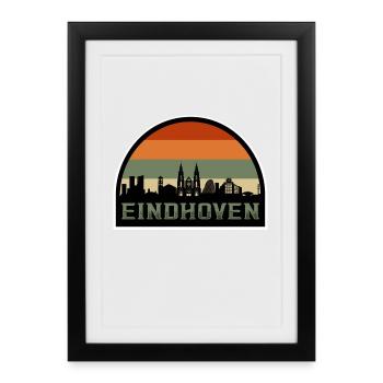 Eindhoven Pays-Bas Skyline Souvenir Drapeau Hollandais - Affiche encadrée (27 × 37 cm) - noir - Devant