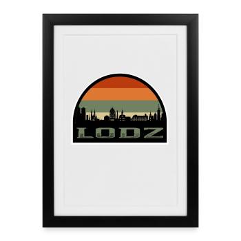 Lodz Poland Skyline Silhouette Polish Flag Travel - Framed poster (27 × 37 cm) - black - Front