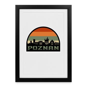 Poznan Poland Skyline Travel Souvenir Polish Flag - Framed poster (27 × 37 cm) - black - Front