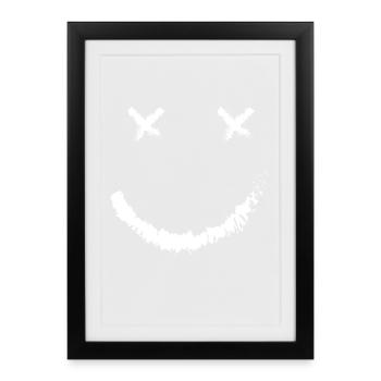 Smile Smileies Emojis Emoticons Motivation Sourire - Affiche encadrée (27 × 37 cm) - noir - Devant