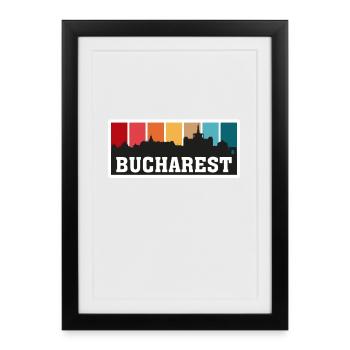 Bucharest Romania Travel Souvenir Skyline Landmark - Framed poster (27 × 37 cm) - black - Front