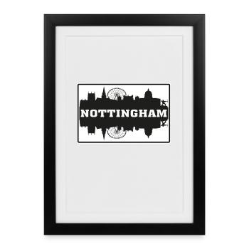 Nottingham England Travel Souvenir Skyline Silhoue - Framed poster (27 × 37 cm) - black - Front