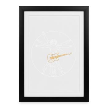 Guitar Da Vinci - Cadeau Guitar Rock - Affiche encadrée (27 × 37 cm) - noir - Devant