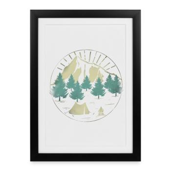 Tentes nature montagnes - Affiche encadrée (27 × 37 cm) - noir - Devant