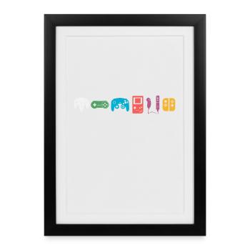 Symboles de jeu classique rétro vintage coloré - Affiche encadrée (27 × 37 cm) - noir - Devant