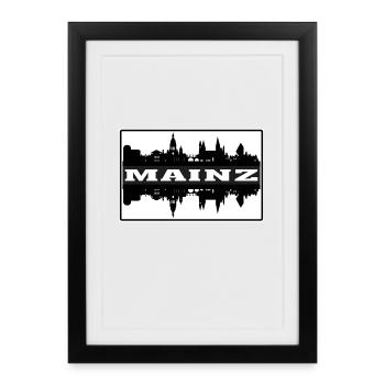 Mainz Allemagne Voyage Skyline Souvenir Silhouette - Affiche encadrée (27 × 37 cm) - noir - Devant
