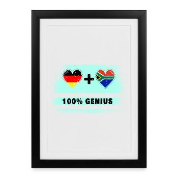 Allemagne et Afrique du Sud 100 % Genial / Cadeau - Affiche encadrée (27 × 37 cm) - noir - Devant