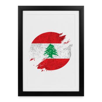 Liban Vintage Cercle / Idée cadeau - Affiche encadrée (27 × 37 cm) - noir - Devant