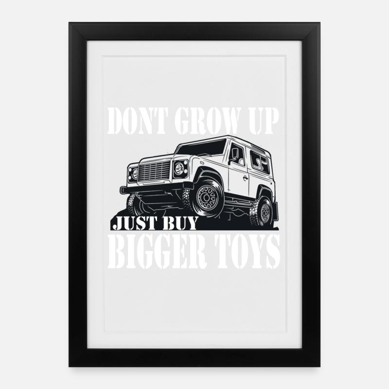 Defender Land-Rover Geschenk Gift - Gerahmtes Poster (27 × 37 cm) - Schwarz