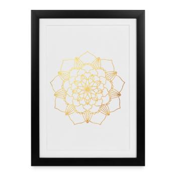 Yoga mandala lines gold blossom meditation energy - Framed poster (27 × 37 cm) - black - Front