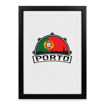 Porto Portugal Skyline Travel Souvenir Portugais - Affiche encadrée (27 × 37 cm) - noir - Devant