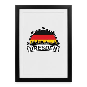 Dresden Deutschland Skyline Travel Souvenir Deutsch Fla - Gerahmtes Poster (27 × 37 cm) - Schwarz - Vorne