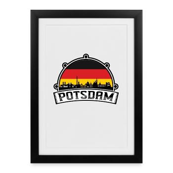 Potsdam Allemagne Skyline Voyage Souvenir Fla Allemand - Affiche encadrée (27 × 37 cm) - noir - Devant