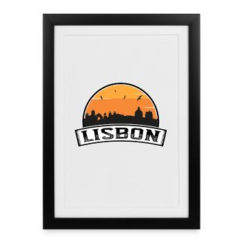 Lisbonne Portugal Skyline Travel Souvenir Portugais - Affiche encadrée (27 × 37 cm) - noir - Devant
