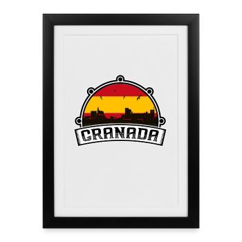 Granada Spain Skyline Travel Souvenir Spanish Flag - Framed poster (27 × 37 cm) - black - Front