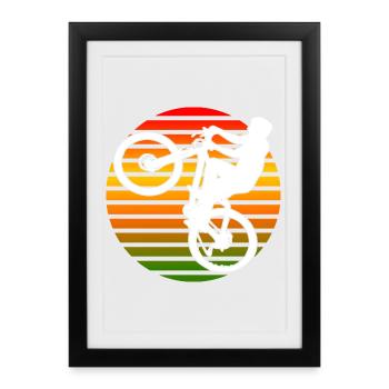 Cadeau de vélo de roue Wheelie - Affiche encadrée (27 × 37 cm) - noir - Devant