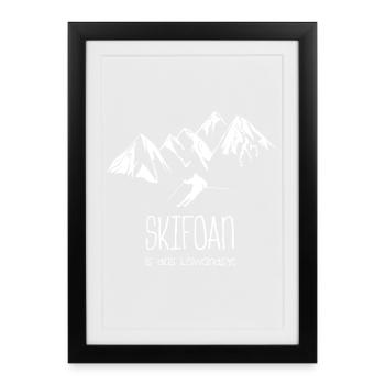 skifahren schifoan is das leiwandste - Gerahmtes Poster (27 × 37 cm) - Schwarz - Vorne