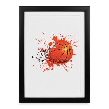 Basket basketteur basketteuse ballon joueur - Affiche encadrée (27 × 37 cm) - noir - Devant