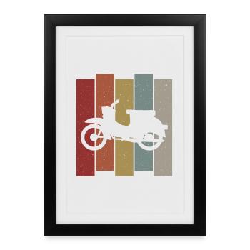 Retro Simson Schwalbe KR50 KR51 DDR Ossi gift - Framed poster (27 × 37 cm) - black - Front