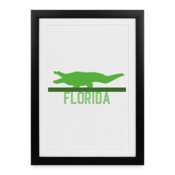 Florida State USA Travel Badge Timbre Souvenir Stic - Affiche encadrée (27 × 37 cm) - noir - Devant