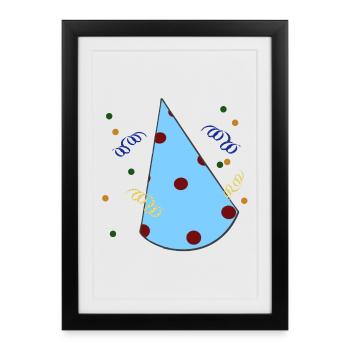Birthday hat, children's birthday party - Framed poster (27 × 37 cm) - black - Front