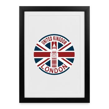 Londres Royaume-Uni Royaume-Uni Union Jack drapeau britannique - Affiche encadrée (27 × 37 cm) - noir - Devant