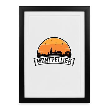 Montpellier France Skyline Travel Souvenir French - Framed poster (27 × 37 cm) - black - Front