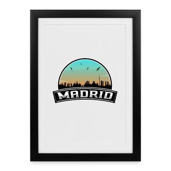 Madrid Espagne Skyline Souvenir espagnol - Affiche encadrée (27 × 37 cm) - noir - Devant