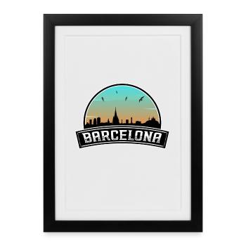 Barcelone Espagne Skyline Souvenir espagnol - Affiche encadrée (27 × 37 cm) - noir - Devant