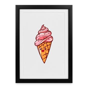 Ice Cream Ice Cream Snacking Relax Vacation Vacation - Framed poster (27 × 37 cm) - black - Front