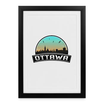 Ottawa Canada Skyline Souvenir canadien - Affiche encadrée (27 × 37 cm) - noir - Devant