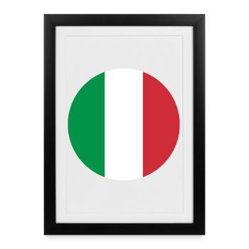 Autocollant rond drapeau de l'Italie Aufkleber sticker - Affiche encadrée (27 × 37 cm) - noir - Devant