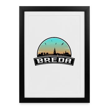 Breda Niederlande Skyline Dutch Souvenir - Gerahmtes Poster (27 × 37 cm) - Schwarz - Vorne