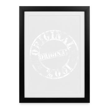 Tampon d'origine 100 blanc usé - Affiche encadrée (27 × 37 cm) - noir - Devant