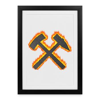 Hammer and Mallet Mining Coal Dortmund - Framed poster (27 × 37 cm) - black - Front