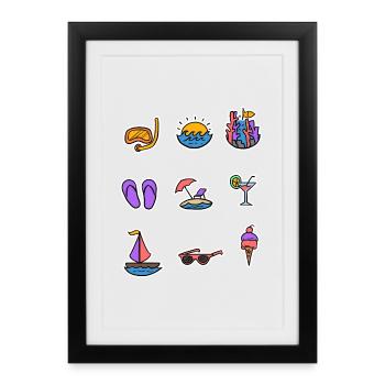 Summer sun vacation beach ocean relax vacations - Framed poster (27 × 37 cm) - black - Front