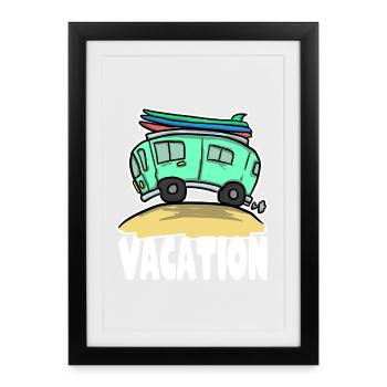 Temps libre voyage de vacances voyage camping - Affiche encadrée (27 × 37 cm) - noir - Devant