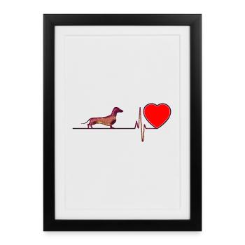 J'aime les teckels - Affiche encadrée (27 × 37 cm) - noir - Devant