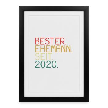 Bester Ehemann seit 2020 - Gerahmtes Poster (27 × 37 cm) - Schwarz - Vorne
