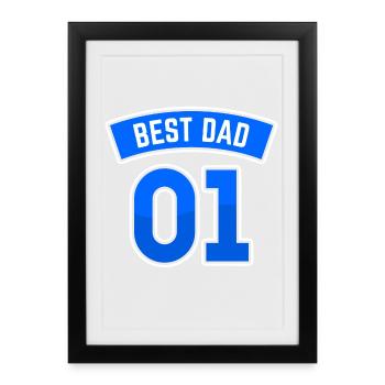Meilleur Papa Papa Fête des Pères Papa préféré Papa - Affiche encadrée (27 × 37 cm) - noir - Devant
