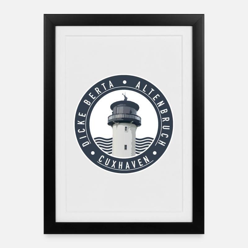 Leuchtturm Dicke Berta - Altenbruch (Cuxhaven) - Gerahmtes Poster (27 × 37 cm) - Schwarz