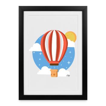 Ballon céleste coloré - Affiche encadrée (27 × 37 cm) - noir - Devant