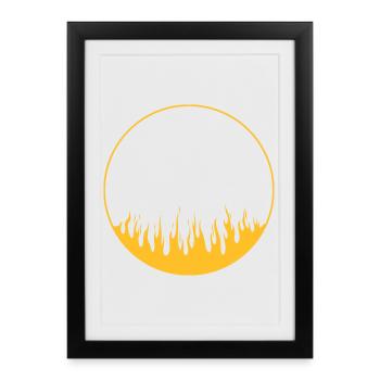 Cercle on fire | 1-Color vectorgraphic - Affiche encadrée (27 × 37 cm) - noir - Devant