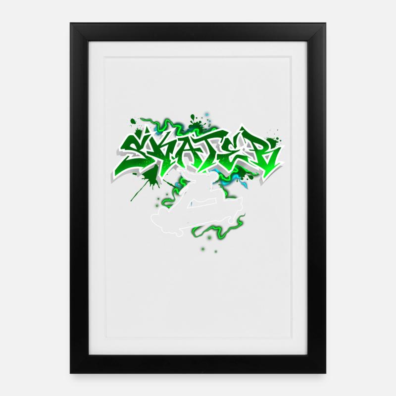 Skater Graffiti - Affiche encadrée (27 × 37 cm) - noir