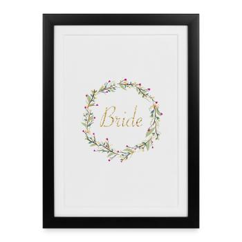 Gold glitter bridal wreath - Framed poster (27 × 37 cm) - black - Front