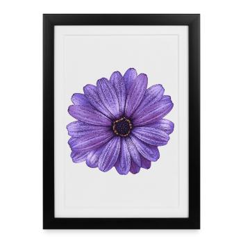 T-shirt à fleurs, aspect toile à motif floral - Affiche encadrée (27 × 37 cm) - noir - Devant