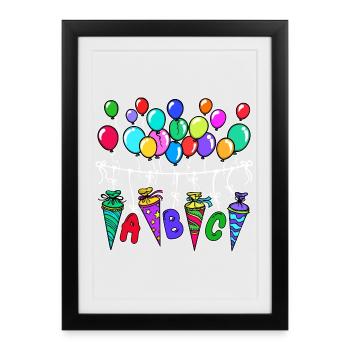 Balloon School Bag School Start School Sugar Bag - Framed poster (27 × 37 cm) - black - Front