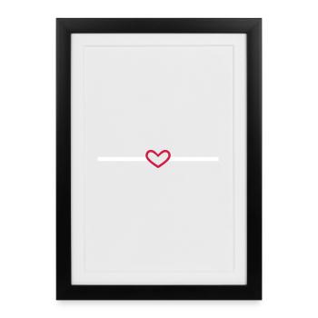 Line Heart Heart Stroke Ornament - Framed poster (27 × 37 cm) - black - Front