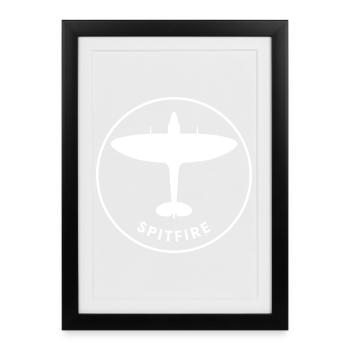 Spitfire fighter plane - Framed poster (27 × 37 cm) - black - Front